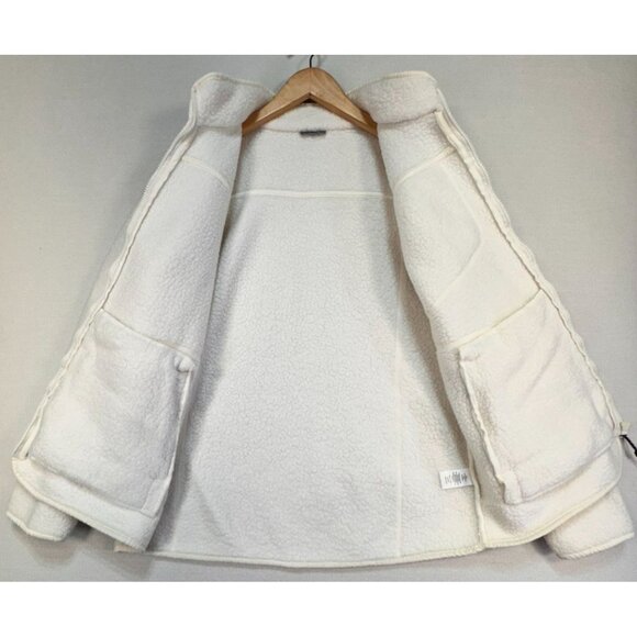 T By Talbots Womens Fleece Zip-Up Jacket Pockets Size M Ivory - Picture 4 of 11